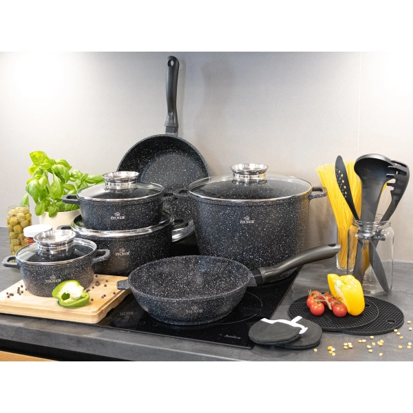 ZESTAW GARNKÓW CERAMICZNO MARMURKOWYCH NA INDUKCJE 17 ELE ZL-8536